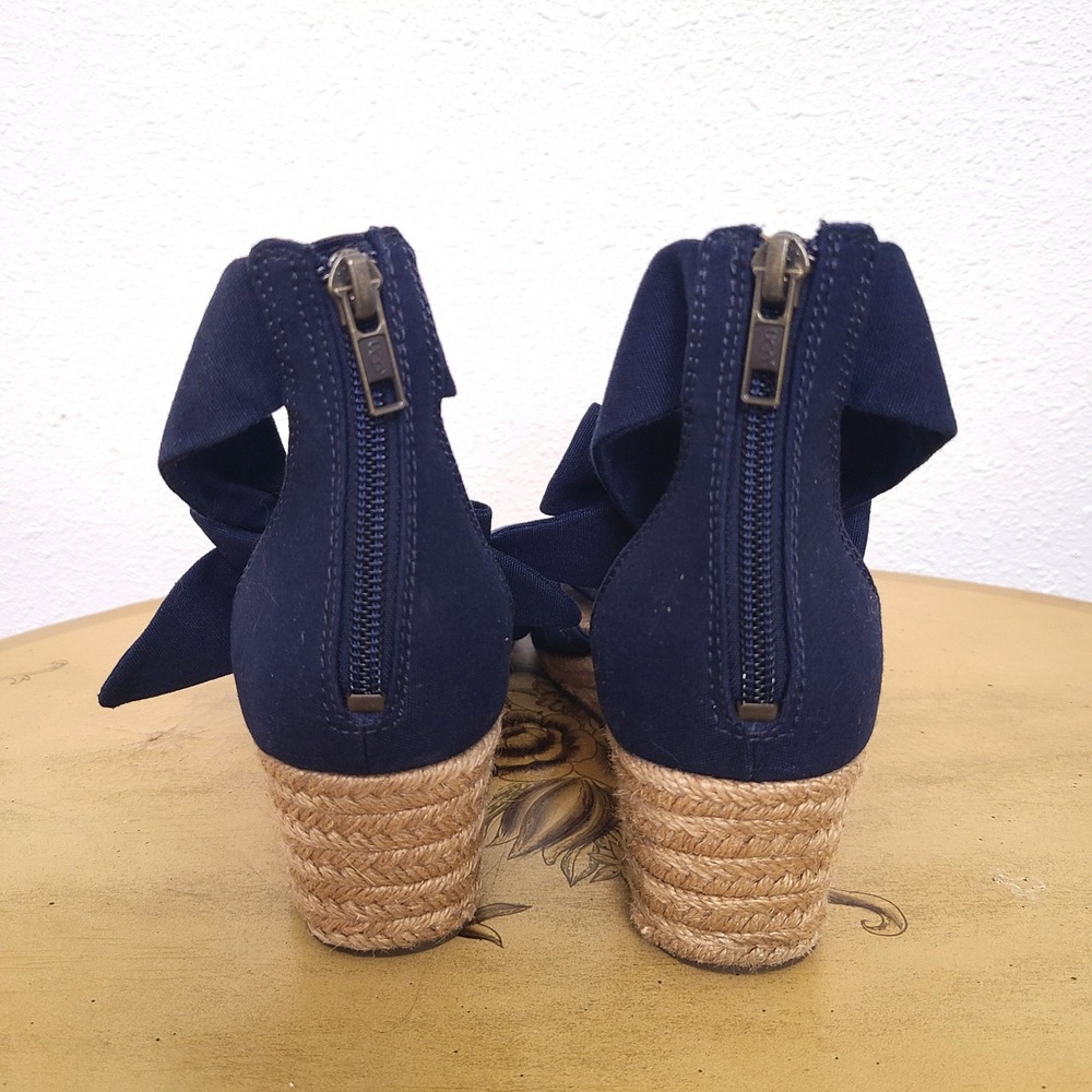 UGG Navy Blue US 9 Fabric Cork Espadrille Ankle‎ Tie Wedge Sandals Quiet Luxury - Picture 5 of 8